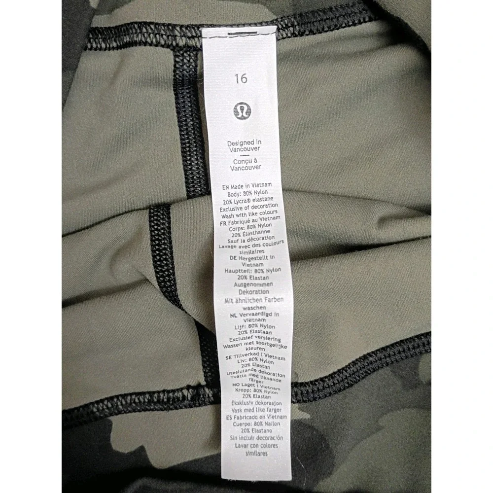 Lululemon Align Olive Camo Leggings- High-Rise Crop Women's Size 16  23